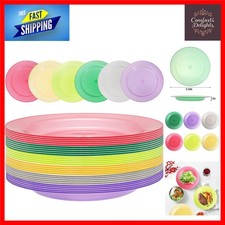 Assorted 10-Inch Reusable Plastic Plates - 30 Pack for Indoor and Outdoor Dining