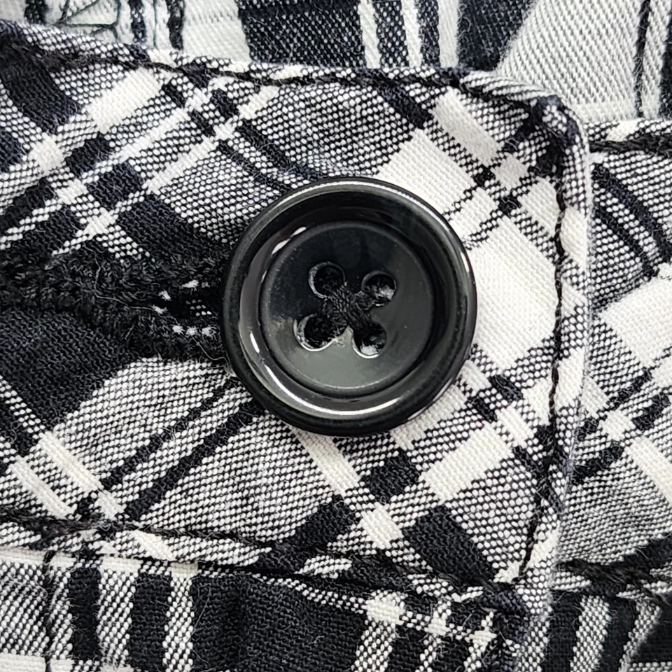 Bermudas Karen Scott vintage años 90 para mujer 16 negras blancas a cuadros tiro alto  Foto 2 de 4