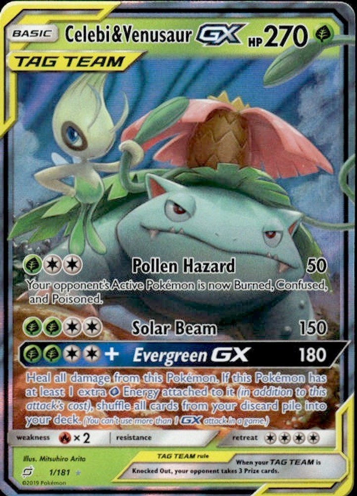 Pokemon Celebi & Venusaur GX [SM9Holofoil - 1/181]NM