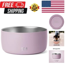 Luxury Insulated Pet Water Bowl - 32oz Lavender Stainless Steel, Hand Wash Only