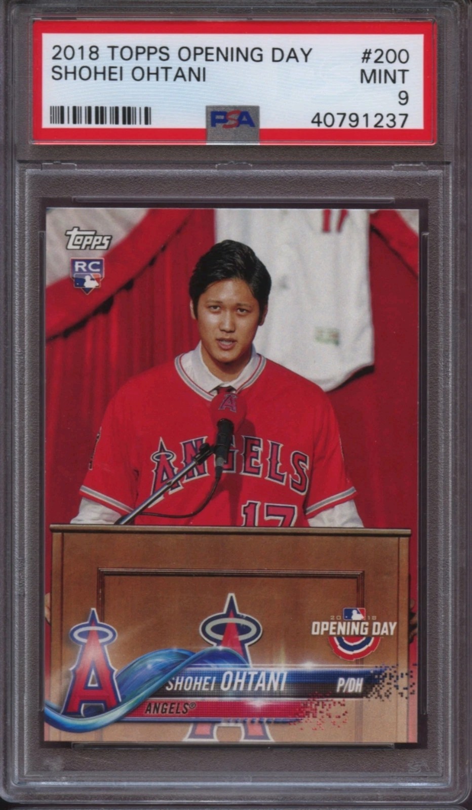 2018 Topps Opening Day 200 Shohei Ohtani PSA 9 Mint RC view 2