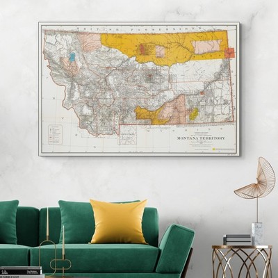 1887 Montana Territory Map Historic American West Borders Before Statehood Print