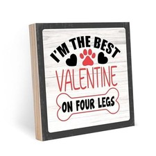 Valentines Day Decorations, Dogs Lover Valentine's Day Wooden Box Sign