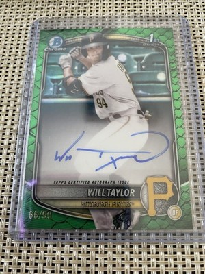 2025 Bowman Chrome Will Taylor 1st Green Reptilian Refractor 66/99 CPA-WT