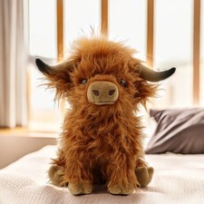 Clever Brown Highland Cow Coo Cuddly Toy Plush Stuffed Scottish Scotland Gift UK