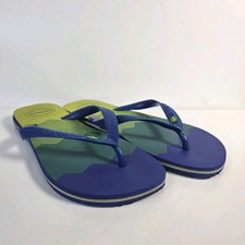Havaianas Brazil Logo Unisex Flip Flop Size 11/12 Blue Green Yellow