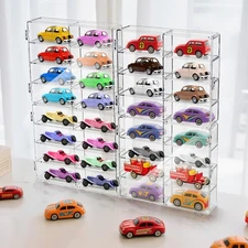Frcctre 4 Pack Acrylic Display Case for 1/64 Scale Matchbox Cars, Toy Storage...