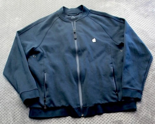 Apple Store Emplyee Jacket Size Large Blue  Full Zip Apple Logo Tech Zip Pockets - product listing photo