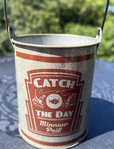 Catch The Day Minnow Pail - Salesman Sample / Premium Miniature Fishing Bucket - Picture 4 of 6