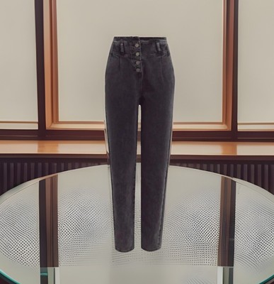 Neu Next Größe 26 R schwarz Savannah Miller Tapered Jeans hoher Bund Stonewash