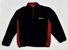 Vintage Nautica Competition Made in USA Fleece 1/4 Zip Pullover Mens XL Blue