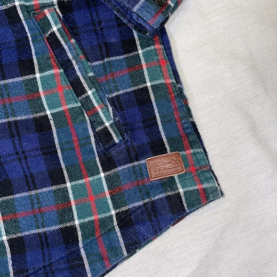 LL Bean Chaqueta con Capucha Cremallera Completa Para Mujer Talla Mediana Franela a Cuadros Calce Relajado Foto 3 de 4
