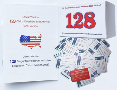US Citizenship Flash Cards 2026-128 USCIS Civics Questions & Answers, Civics Tes