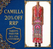 CAMILLA Heirloom Empire Deep Cowl Plunge Dress Size S RRP $595