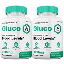 Gluco 6 Blood Support Capsules, Gluco6 Pills All Natural Formula 2 Pack 