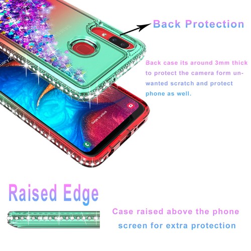 For Samsung Galaxy A20 A30 A50 Case Phone Cover Glitter + Tempered Glass Screen - Picture 18 of 38