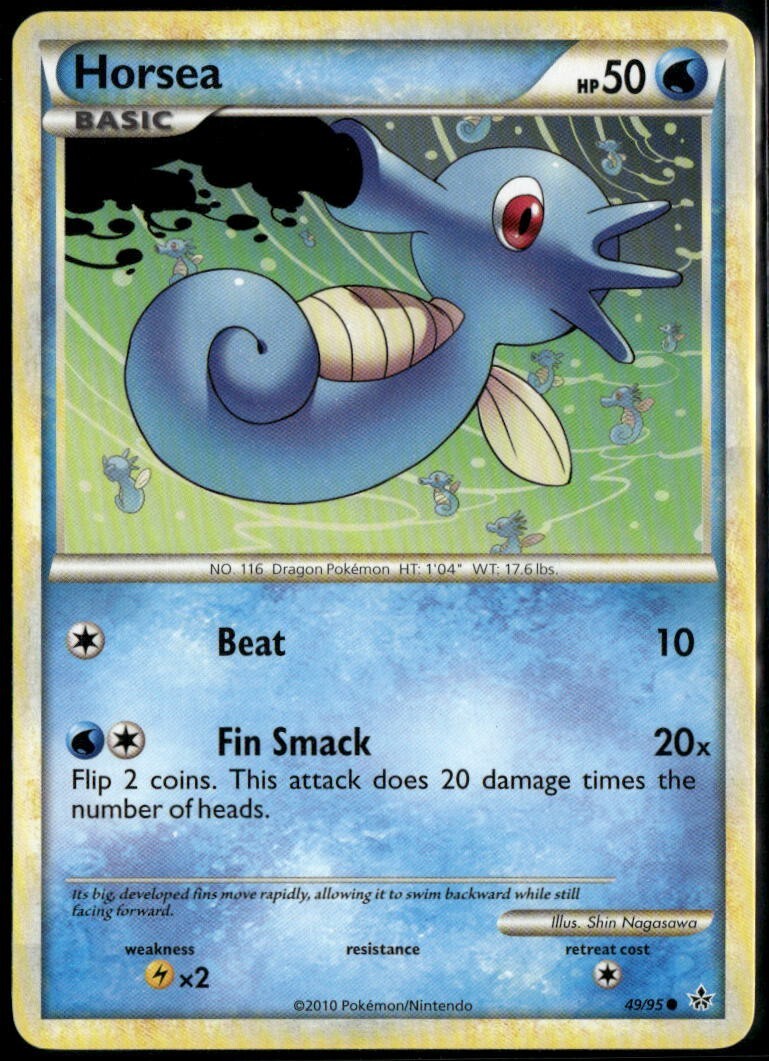 horsea pokemon card 1995 Horsea 49/62 Fossil Set Pokemon TCG Card In Protective Penny Sleeve – The  Game Experts main image 1