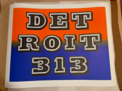 Ben Eine ""Detroit 313"" - Edición Limitada - Serigrafía, 1XRUN - 27,5"" x 22"" pulgadas - Imagen 1 de 3