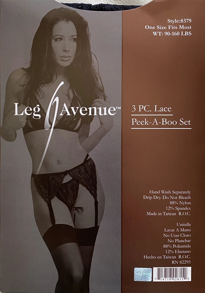 Súper Lindo Sexy LEG AVENUE 3 PIEZAS Encaje Peek-A-Boo Conjunto / Talla Única Foto 2 de 2