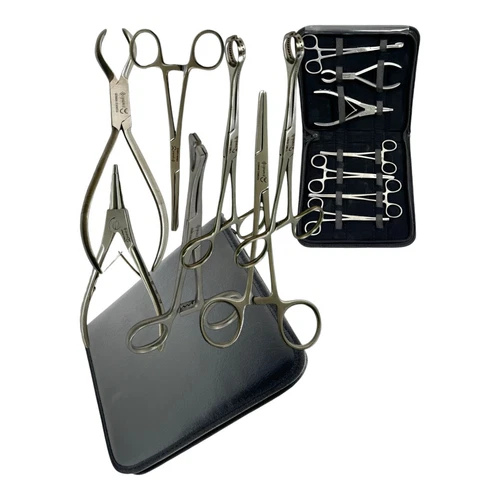 7 pcs Set of Body Piercing Tools with Pennington Forceps, Pliers, & Storage Case - product listing photo