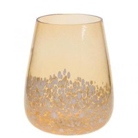 Glas Windlicht Teelichthalter Tischdeko Braun Weiß Ø10Cm