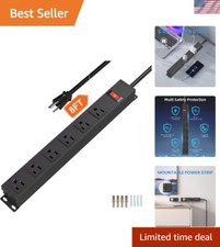 6 Outlet Heavy Duty Power Strip with 8FT Cord - Mountable for Home  Garage