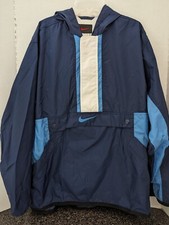 Nike Jacket Youth Boys XL 18 20 Blue Windbreaker Swoosh Pullover Hoodie 1/2 Zip