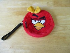 Rovia Angry Bird Red Soft Plush Purse / Carry Bag , Strap, Zip Up Bag 7" Round