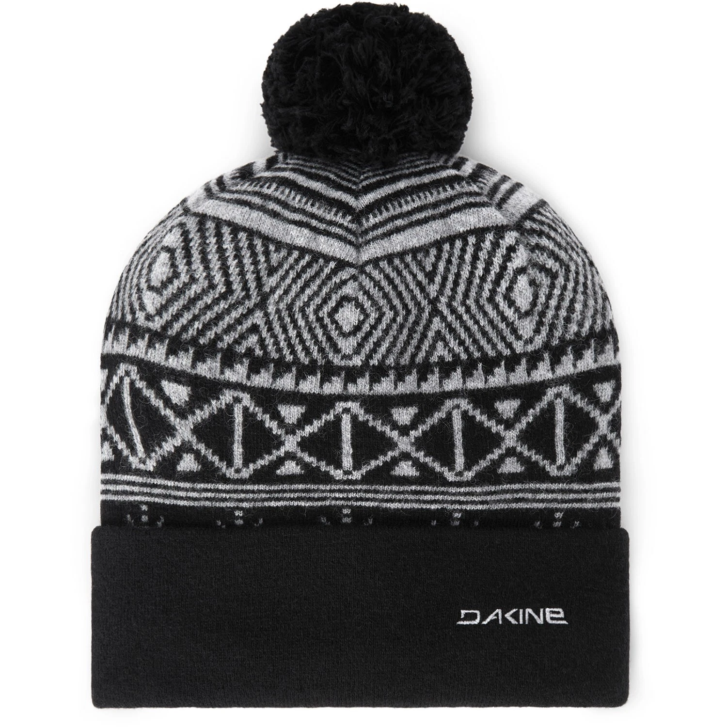 Dakine Blake Merino Wool Blend Jacquard Knit Fleece Lined Pom Cuff Beanie Black