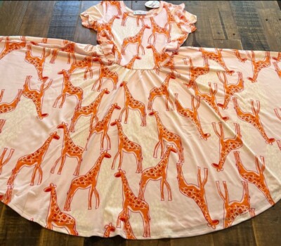 Dot Dot Smile size 7 or 8/10 girls giraffe Cap sleeve twirl dress new