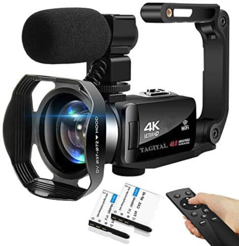 Video Camera Camcorder 4K WiFi 48MP Vlogging Camera for YouTube with Microphone - Afbeelding 1 van 7