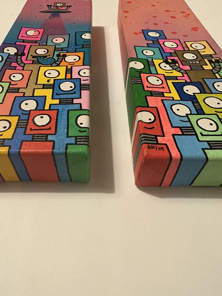 Robot Arte Acrílico Colorido Abstracto Arte POP ART Anime Surrealista Conjunto De 2 Foto 4 de 4