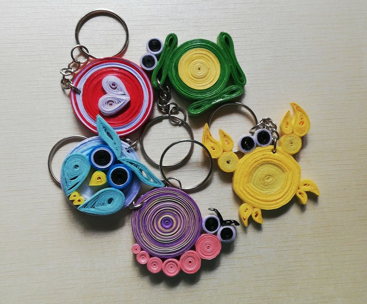 x Colorful Animal Heart Quilling Keyrings Keychain Pendant Best - Main Image