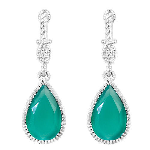 Judith Ripka Small Marina Earring With Stone Green Chalcedony and