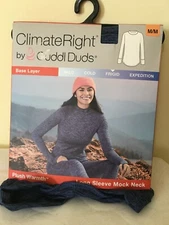 Climate Right Cuddl Duds Women Plush Warmth Mock Neck Crew Top Blue Many sizes