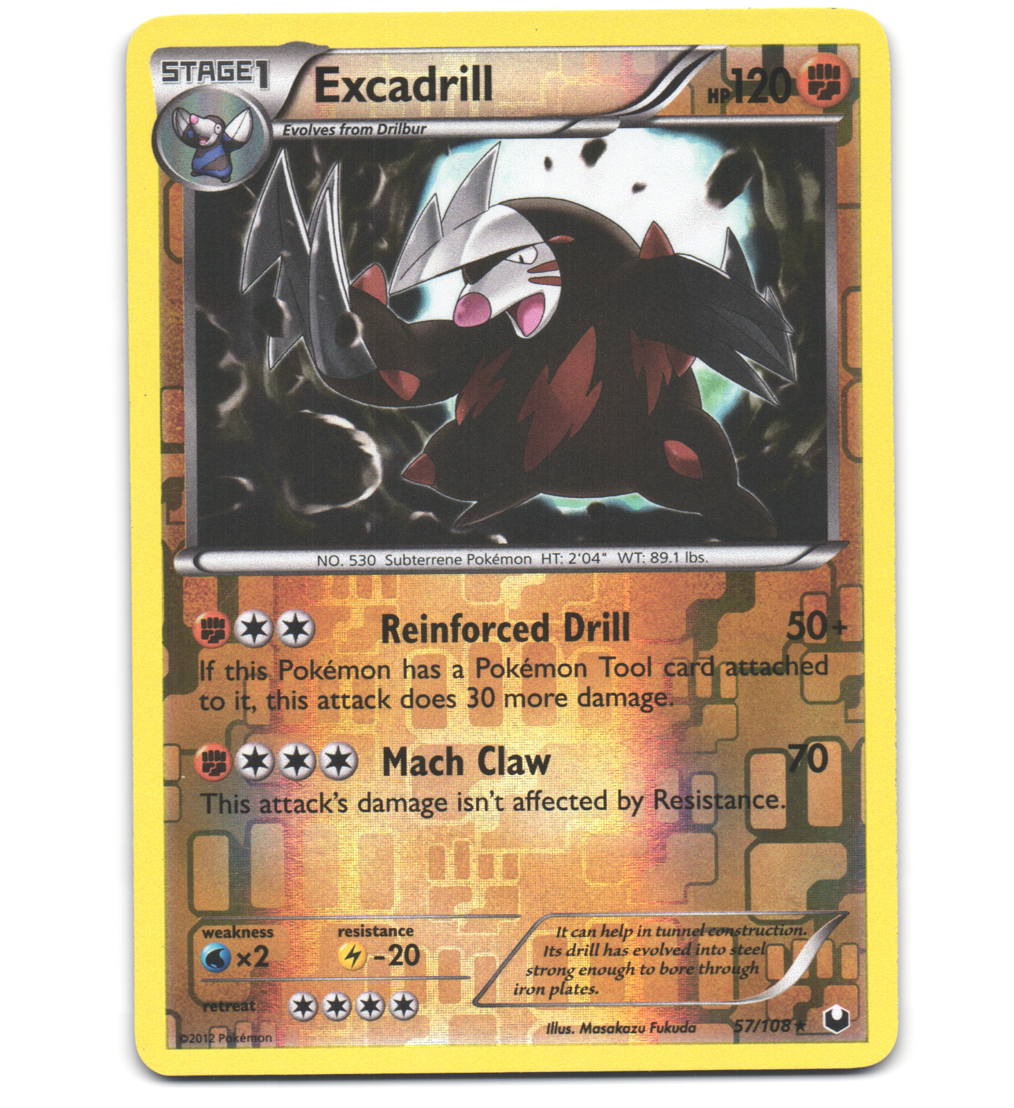 Pokemon 2012 Near Mint NM Excadrill Dark Explorers REVERSE 57/108 Card