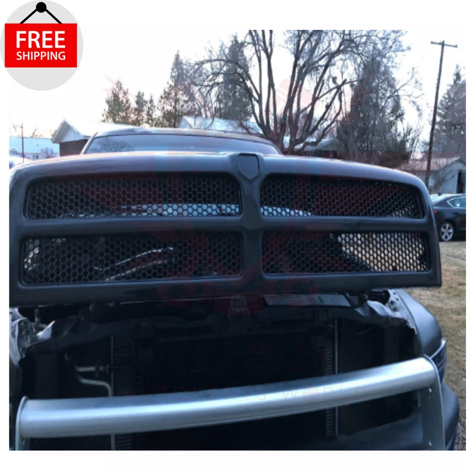 New Front Grille Black & OEM Emblem 2Pc Fits 1994-2002 DODGE RAM 1500 2500 3500 Foto 3 de 4