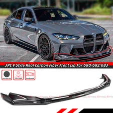For 2021-25 BMW G80 M3 G82 G83 M4 3PC V Style Real Carbon Fiber Front Bumper Lip