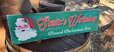 Sant's Work Shop Christmas Distressed Primitive Country Wood Sign - 6" x 20"