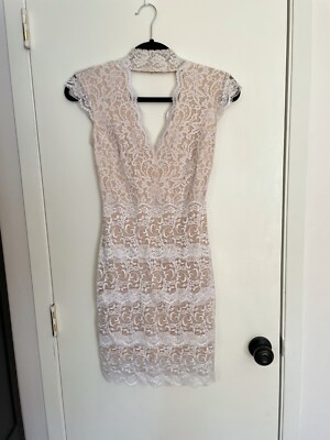bebe white cocktail dress Bebe Women's Lace-Up Back Midi Dress