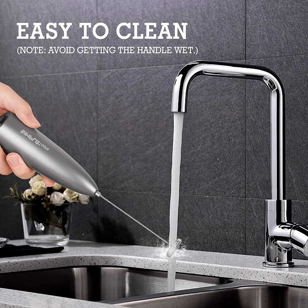 Milk Frother Handheld Battery Operated Electric Foam Maker, Drink Mixer with Sta