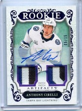  2018-19 Artifacts Autograph Materials Purple #174 Anthony Cirelli 5/15