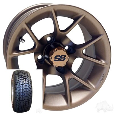 Golf Cart (4) RHOX 12'' Halcyon Wheels Rims & Tires & 215/40-12 4Ply Tire