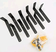 Richer House 10 Pcs L-Shaped Angle/Corner Brackets W/ Hardware 3.25"x5" Black