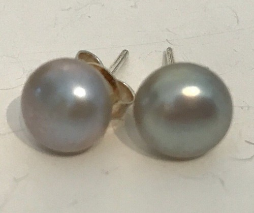 Freshwater Pearl Stud Earrings on 925 Sterling Silver Posts with Butterfly Backs - Picture 15 of 25