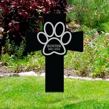 Personalized Pet Memorial Cross Acrylic Plaque Stake, Cat Dog Loss Grave Marker