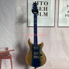 Top Quality Middle Blue Color    Electric Guitar 2H Pickups Bird Inlay Factory