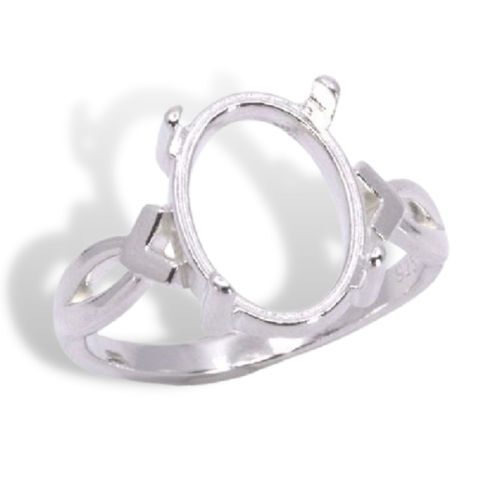 Oval Cabochon Vee Design Ring Mounting - Picture 1 of 4
