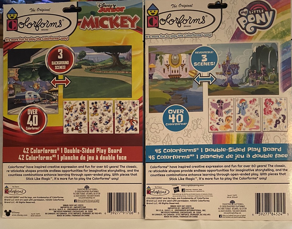 Colorforms,Mickey Mouse & My Little Pony,Over 40 Colorforms In Each ...
