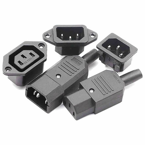 IEC Power Socket Connector 3 Pin AC 250V 10A Male Female Plug Jack PCB Panel - Picture 2 of 16